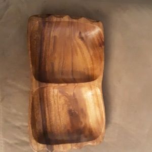 Vintage Wooden Nut Tray - Dish - 2 Sections - Beau